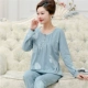 Bộ đồ ngủ bà mẹ mùa xuân thu cotton mỏng có thể mặc bên ngoài đồ bộ mặc nhà cho người trung niên và người già cotton dài tay mùa hè - Giống cái