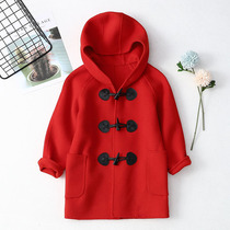 Child bifacial cashmere large clot boy in the middle of a childs large child horns buttoned with a girl wool jacket