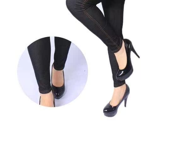 Xuân 2018 chất béo eo cao MM cộng với phân bón XL quần mỏng chân váy giả quần legging denim mặc cho nữ quần áo thời trang nữ