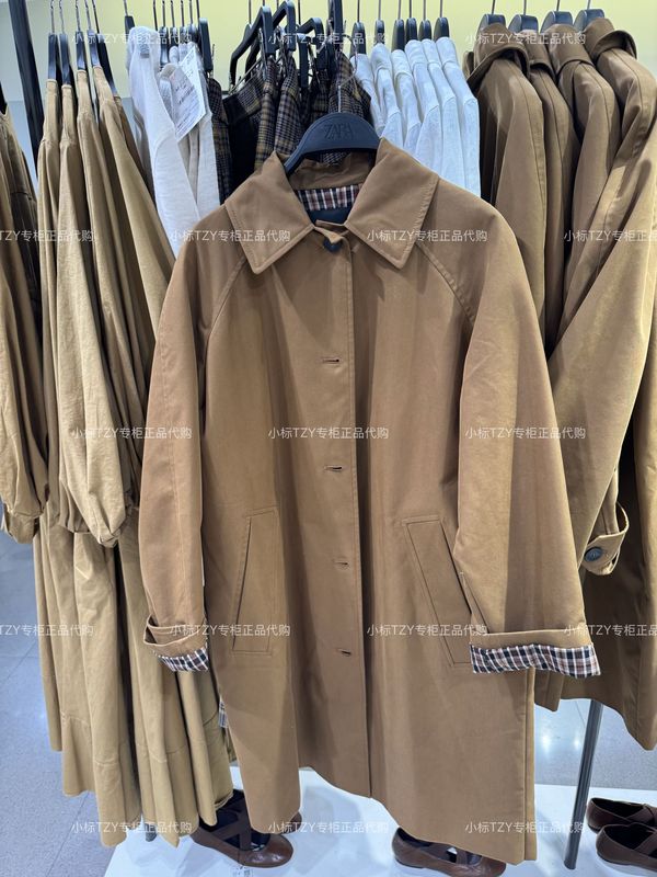 September Zara Domestic Purchasing Agent Women's Cotton Blend Fabric Lapel Long-Sleeve Loose Casual Windbreaker Jacket 3811244