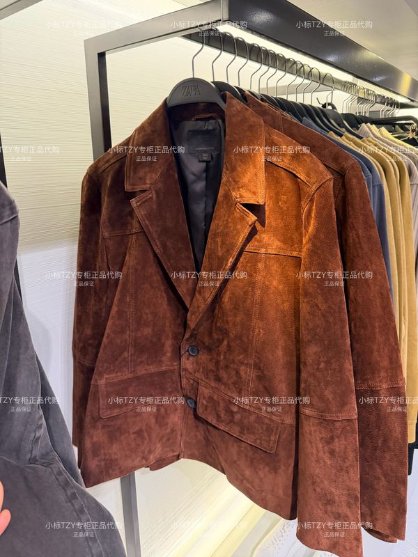 October Zara Domestic Purchasing Agent Men's Loose-Fitting Leather Suede Suit Jacket 8281101 642