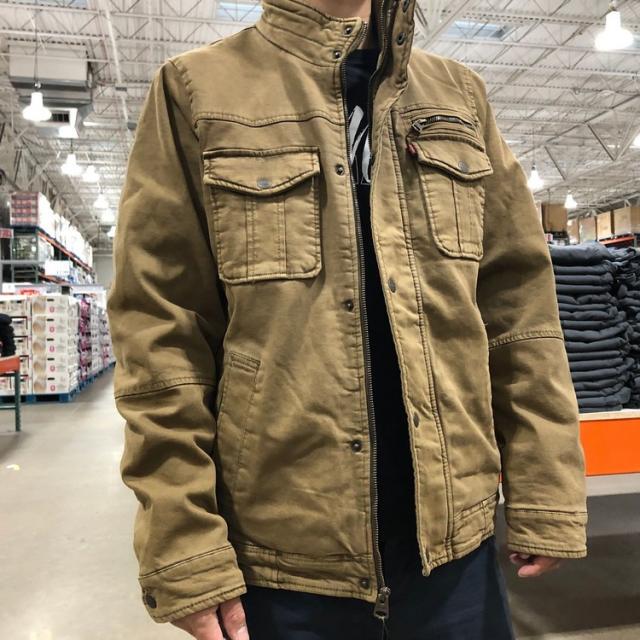 In Stock: American Levi's Men's Autumn and Winter Padded Work Jacket, Stand Collar, Warm Cotton Coat