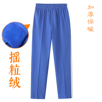 Shenzhen school uniform Primary School students plus velvet thick winter pants blue white side winter warm cold plus velvet sportswear trousers