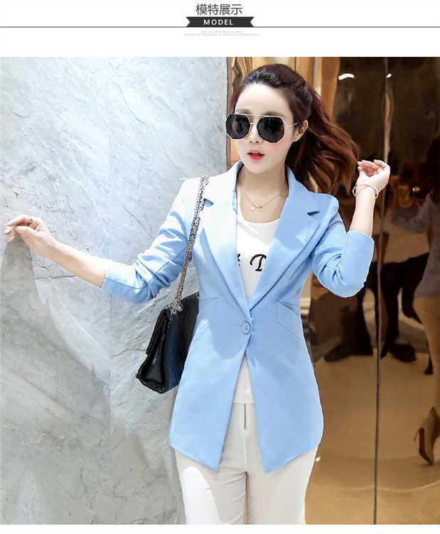 Bộ đồ nhỏ nữ 2017 mới xuân tải phiên bản Hàn Quốc của bộ đồ mỏng thon gọn giản dị áo khoác dài cỡ lớn áo vest blazer nữ