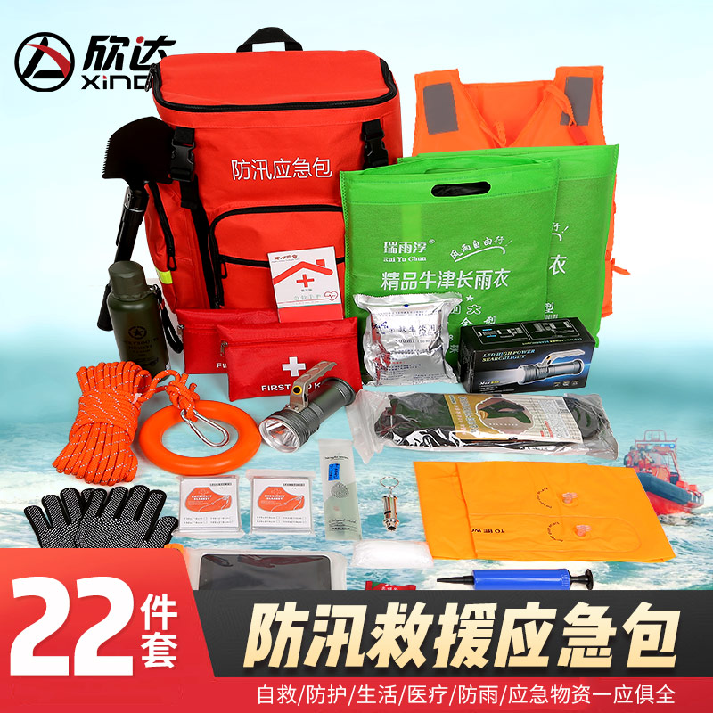 Civil Defense Flood Escape Background Flood Reserve Family Materials Reserve and Reserve Flood Season Water Disaster Prevention and Rescue Package