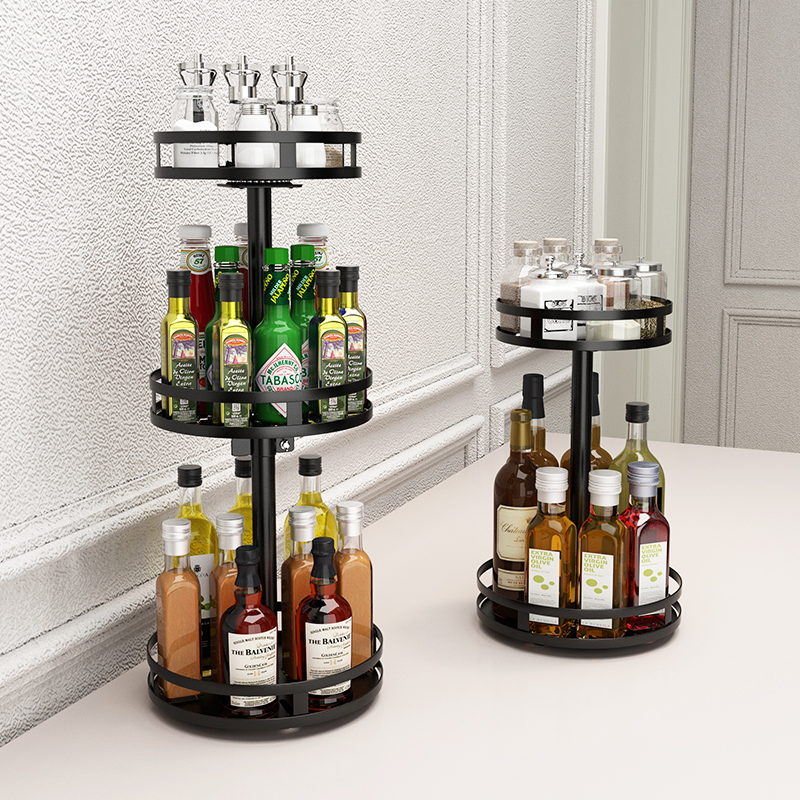 Kitchen rotary rack countertop corner seasoning rack multi-functional spice seasoning bottle condiment storage shelf