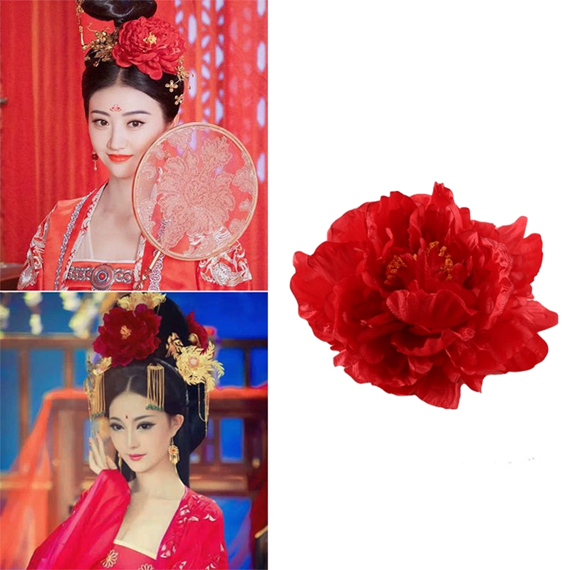 Trang phục cô dâu đầu hoa cờ tóc trang trí đám cưới đầu trang sức mô phỏng hoa mẫu đơn lớn hoa chaise hoa lớn hiển thị hoa lụa - Phụ kiện tóc