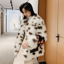 KC Home “Socialite style” Bobcat pattern Missouri wool fur one-piece winter new fur coat coat