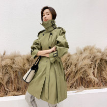 KC home imported fabric high-end classic mid-length small windbreaker womens double-breasted slim-fit jacket