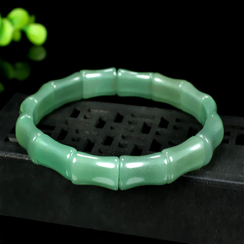 Fine Narrow Strip Bracelet Bracelet Handstring Women Men's Section Bamboo Festival Handmade Jade Jade Ware Natural Belt Certificate Dongling Jade