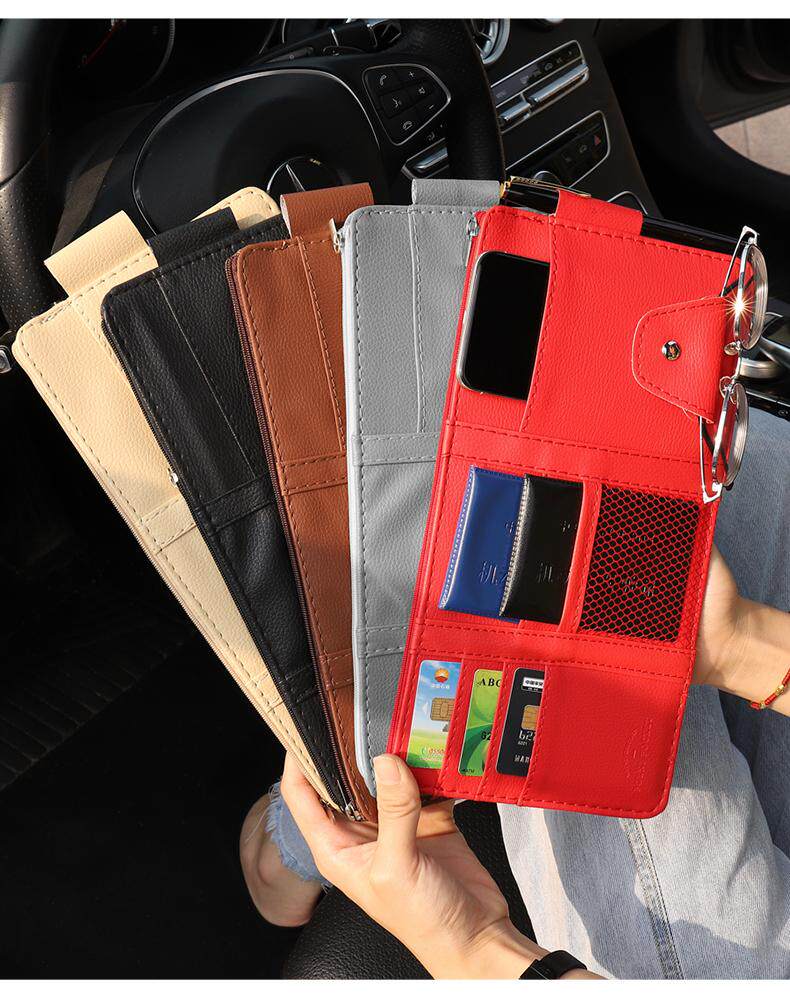 Car Sun Visor Storage Clip, Multi-Functional Car Interior Glasses Holder, Card Holder, Storage Bag, Document Storage Cover