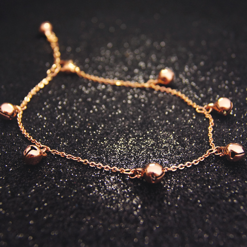 Fortune Bell Stainless Steel Anklet for Women 2026, Makes Sound, Rose Gold 14K Titanium Steel, High-End Feel, Does Not Fade