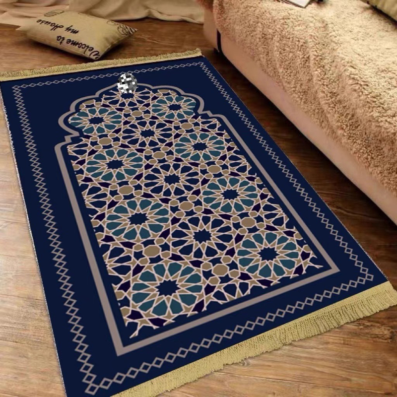 Ethnic Style Thickened Household Hui-Style Carpet for Living Room and Bedroom, Roll-Packed Floor Mat, Xinjiang Middle Eastern Carpet, Arabian