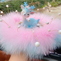 Car decoration anti-slip pad storage pad round color pearl crown feather pad car interior decoration supplies Daquan