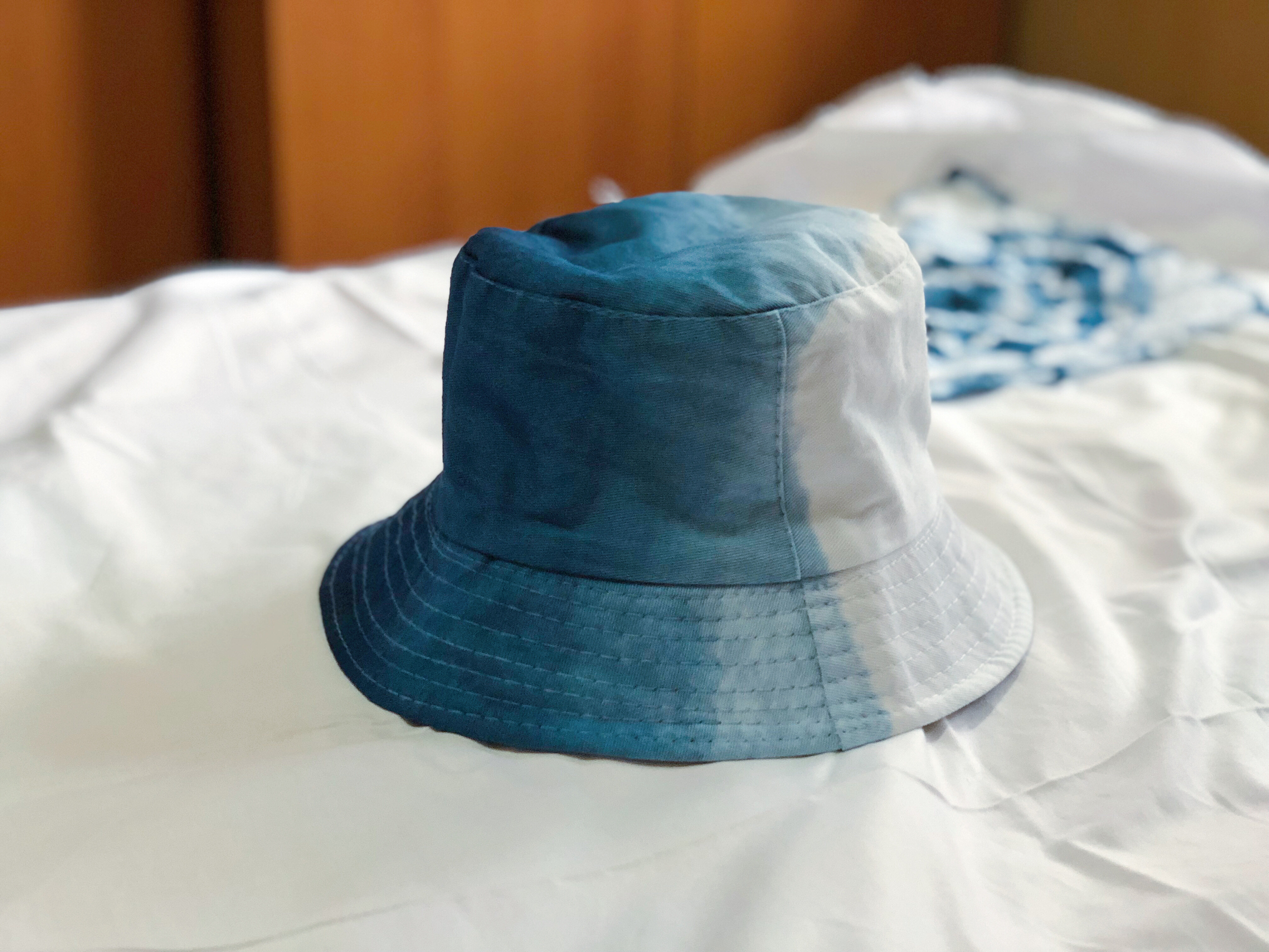 Cloth dyeing and encounter handmade blue dyeing grass tie-dyed short fisherman hat Wild sun hat Japanese literary and artistic basin hat