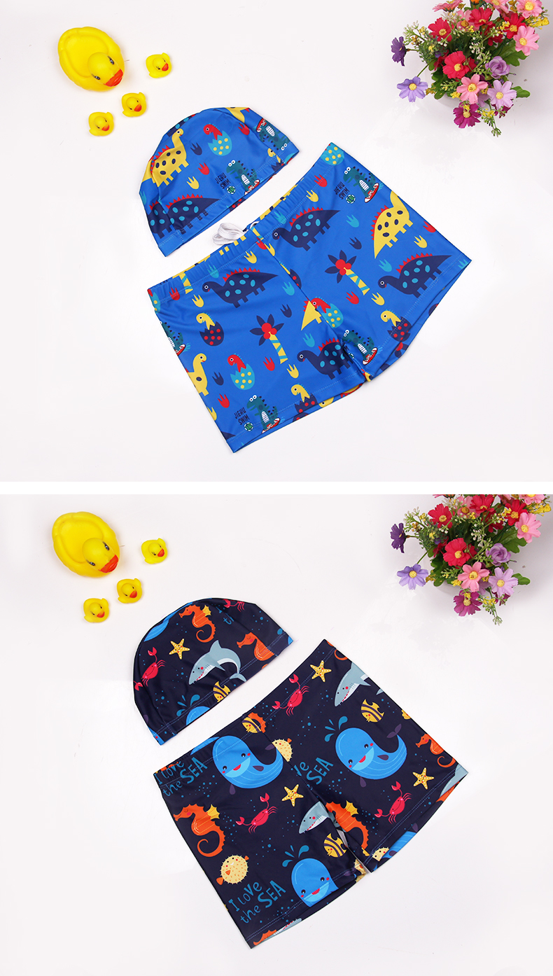 Trẻ em quần bơi bé trai boxer mũ trẻ em nhỏ khủng long cá mập dễ thương phim hoạt hình spa chia bé áo tắm - Bộ đồ bơi của Kid đồ bơi con gái