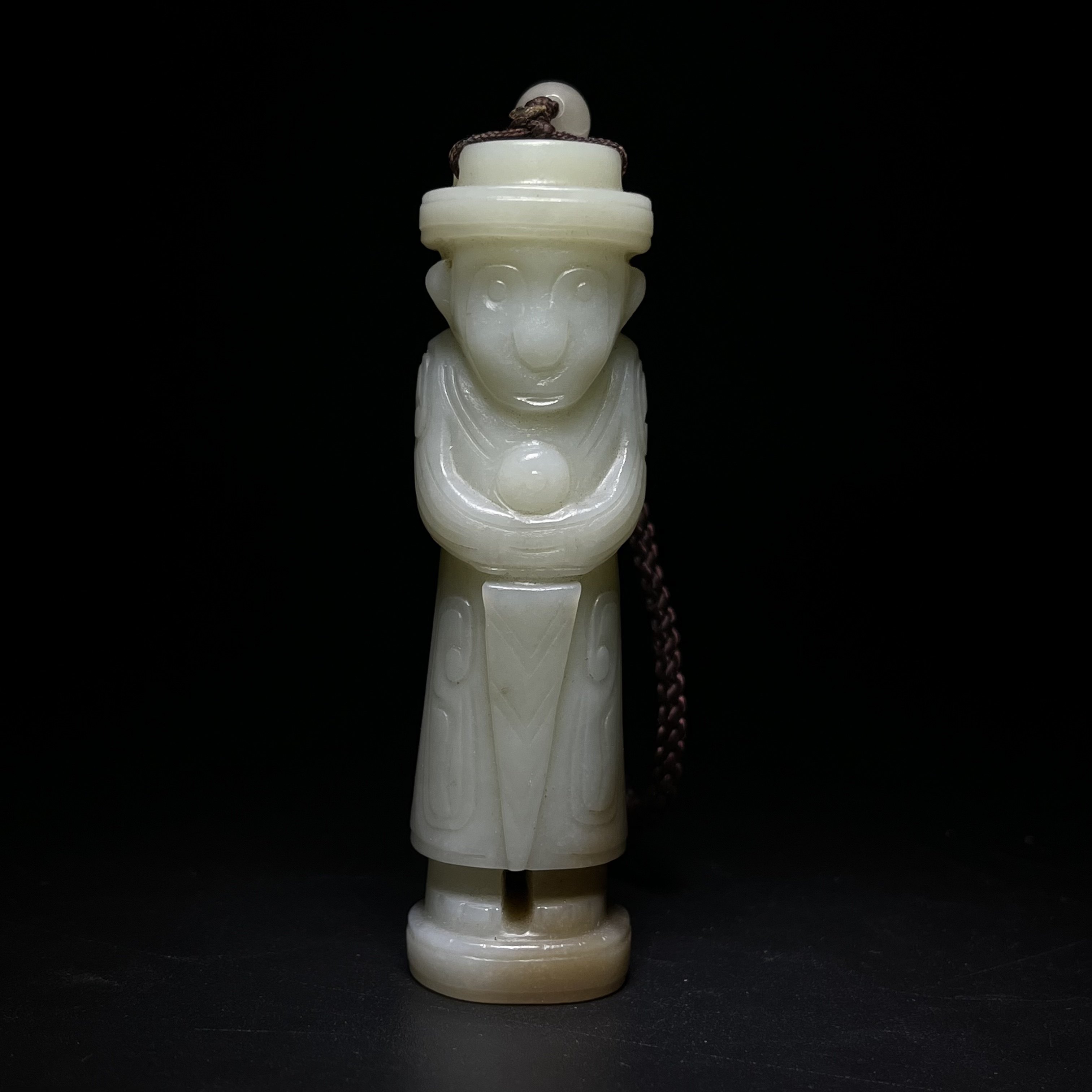 高古玉：和田玉西周玉人尺寸：8.7×2.5××2.1cm重：81.5克