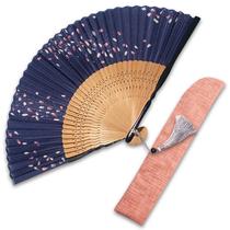 : Japanese lady-made cloth fan] Youzen cherry blossoms high-end Japanese folding fan with bag