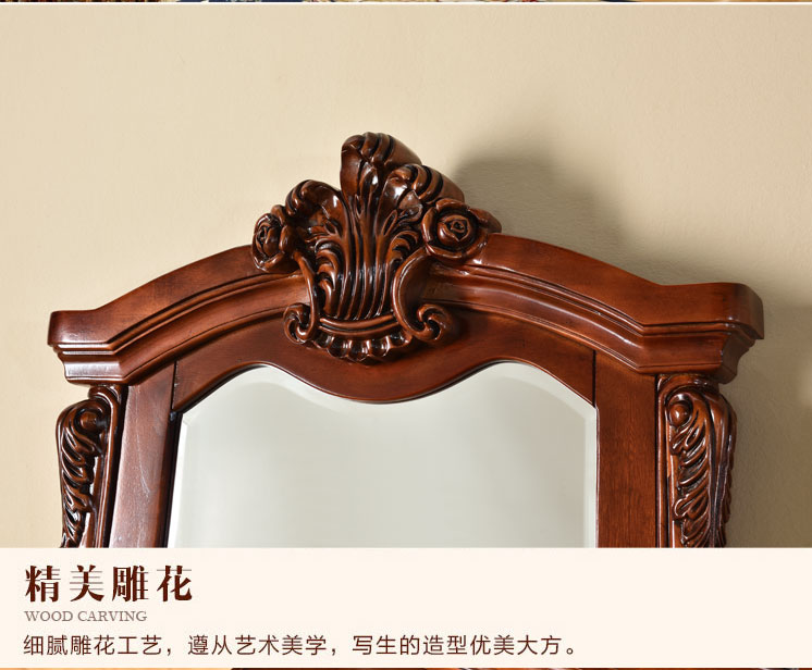 Gương kiểu Mỹ Gương dài đầy đủ Gương đứng sàn phòng ngủ gỗ trang điểm gương gương Châu Âu lắp tủ gương - Gương gương cảm ứng