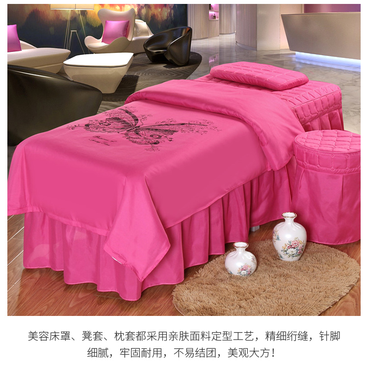 Perry Home Dệt Rose Red Beauty Bed Cover Bốn mảnh Set Body Salon Foot Massage Bàn Vật lý trị liệu Đa kích cỡ giá khăn trải giường spa