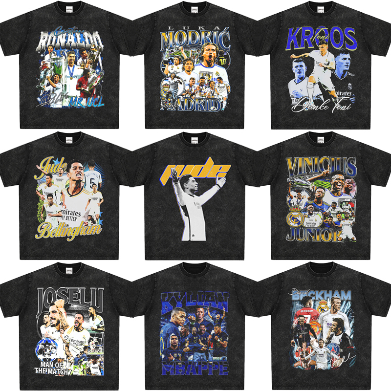 Cristiano Ronaldo Real Madrid Champions League Short-Sleeved T-Shirt Bellingham Vinicius Mbappe Beckham American Football Star T-Shirt Cristiano Ronaldo Real Madrid Champions League Short-Sleeved T-Shirt Bellingham Vinicius Mbappe Beckham American Football Star T-Shirt