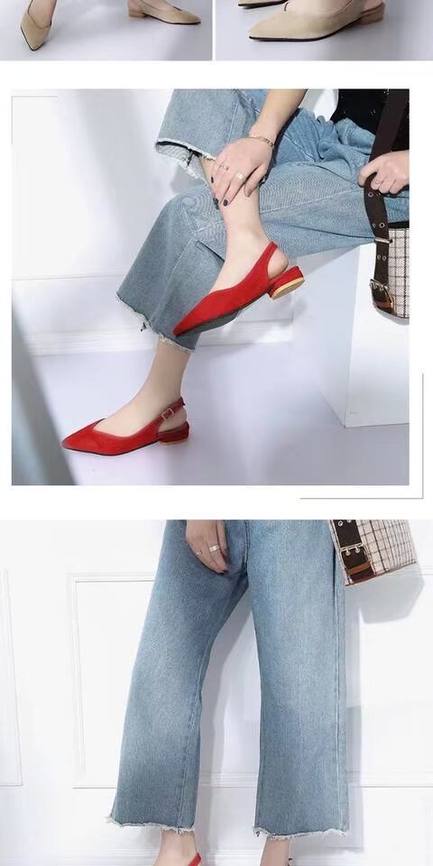 2018 mới châu Âu và Hoa Kỳ V miệng Baotou nông miệng nhọn dép không khí nữ màu đen đơn giày đế bằng với giày đế bằng nữ mùa hè - Sandal dép hermes nữ