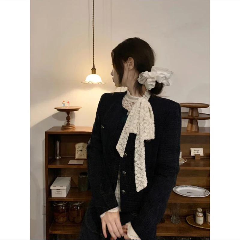 Lace Base Shirt for Autumn and Winter, T-Shirt Style, Pure Design, Elegant, Slim Fit, Bow Tie Ribbon Top, 2024 New Model Lace Base Shirt for Autumn and Winter, T-Shirt Style, Pure Design, Elegant, Slim Fit, Bow Tie Ribbon Top, 2024 New Model
