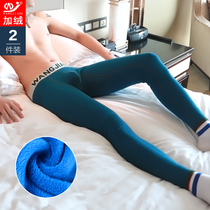 2 pieces of mens autumn pants plus fleece plus thick warm pants slim cotton wool pants autumn and winter tight bottoming single autumn pants are stylish