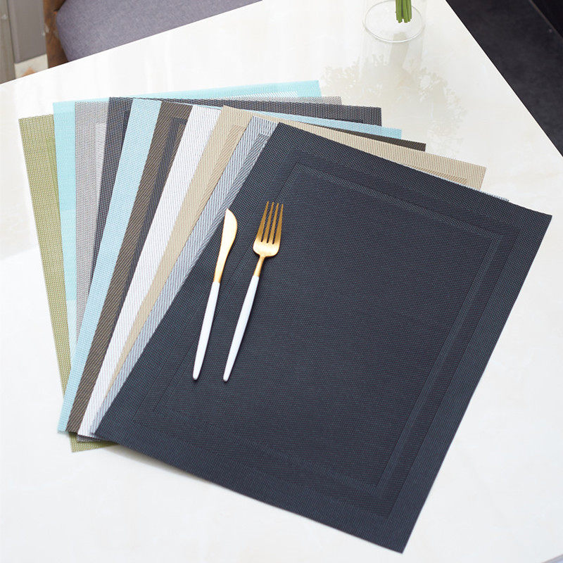 Double-frame PVC Western Dining Mat Nordic Insulation Dining Table Mat Cups Cushion Bowl Cushion Modern minimalist Rectangular Dining Mat