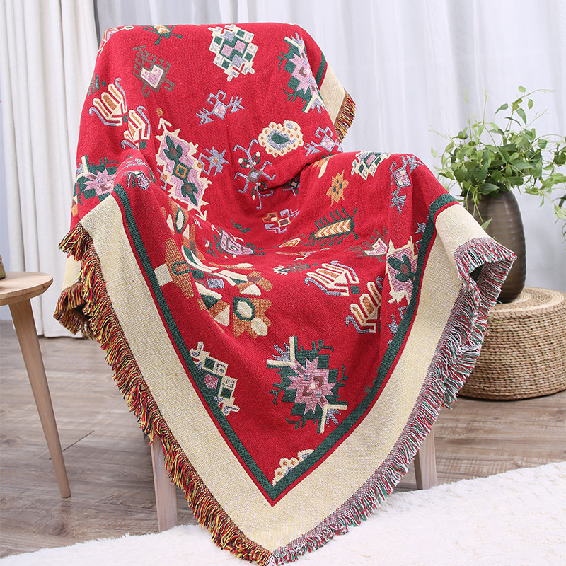 Bohemian cotton wire blanket ethnic wind sofa towel decorated blanket cover Turkish double-sided multi-person sofa towel
