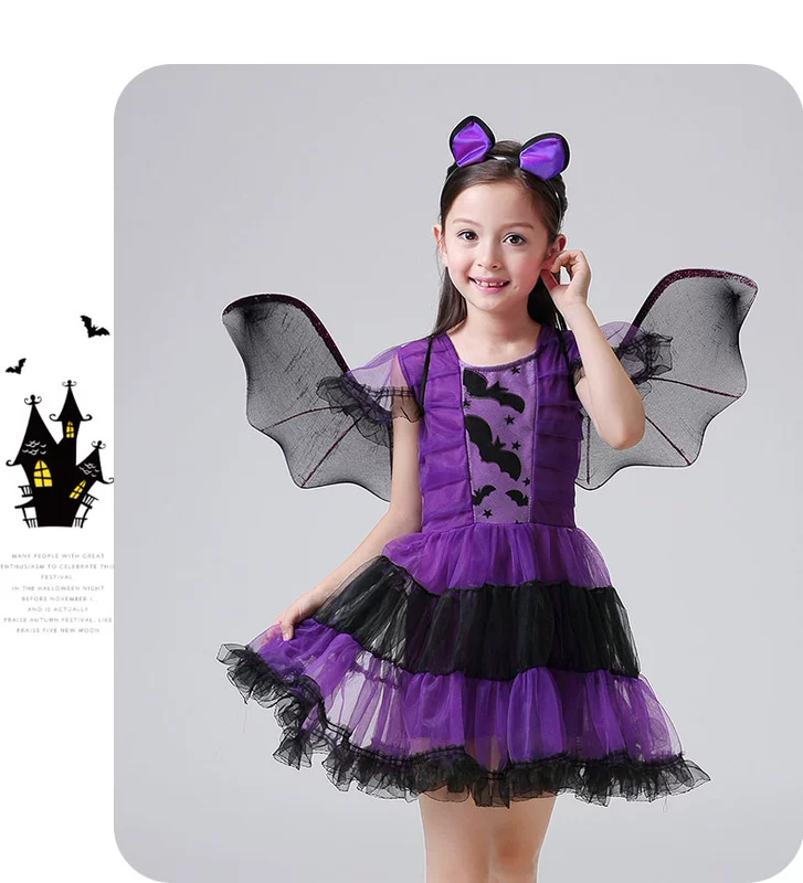 Halloween Kids Quần áo Cô gái Công chúa hóa trang Váy tuyết trắng Phù thủy Little Red quàng khăn bí ngô Trang phục