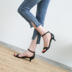 Mùa hè 2018 từ đen mới với sandal cao gót đế xuồng hoang dã với hở ngón với khóa dây đeo giày nữ sandal bitis Sandal