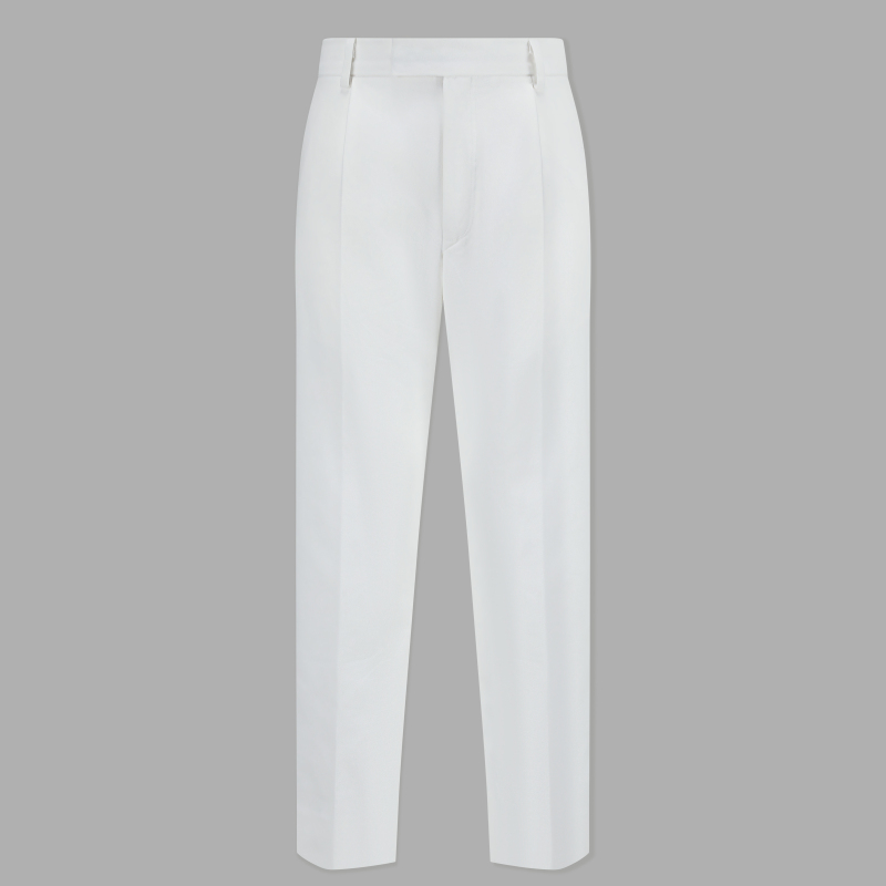 Richesmaitien Zegn* Weiting's Same Style Luxurious Single-Pleat White Cotton Casual Old Money Style Trousers