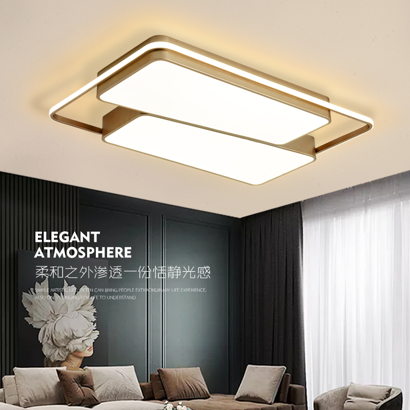 Square Simple Creative Ceiling Lamp Nordic Metal LED Living Room Lamp Net Red Round Bedroom Lamp