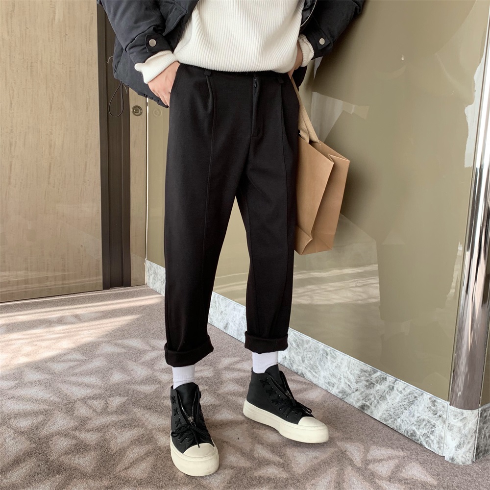 Morning tree simple simple not simple Center line design tweed thick slim pants long pants autumn and winter New Tide warm