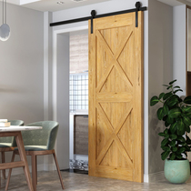 Nordic barn door solid wood door paint bathroom sliding door bedroom restaurant kitchen retro industrial style bar door