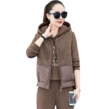 Демисезонные джинсы с начесом, модный спортивный костюм, бархатная толстовка, комплект, 3 предмета