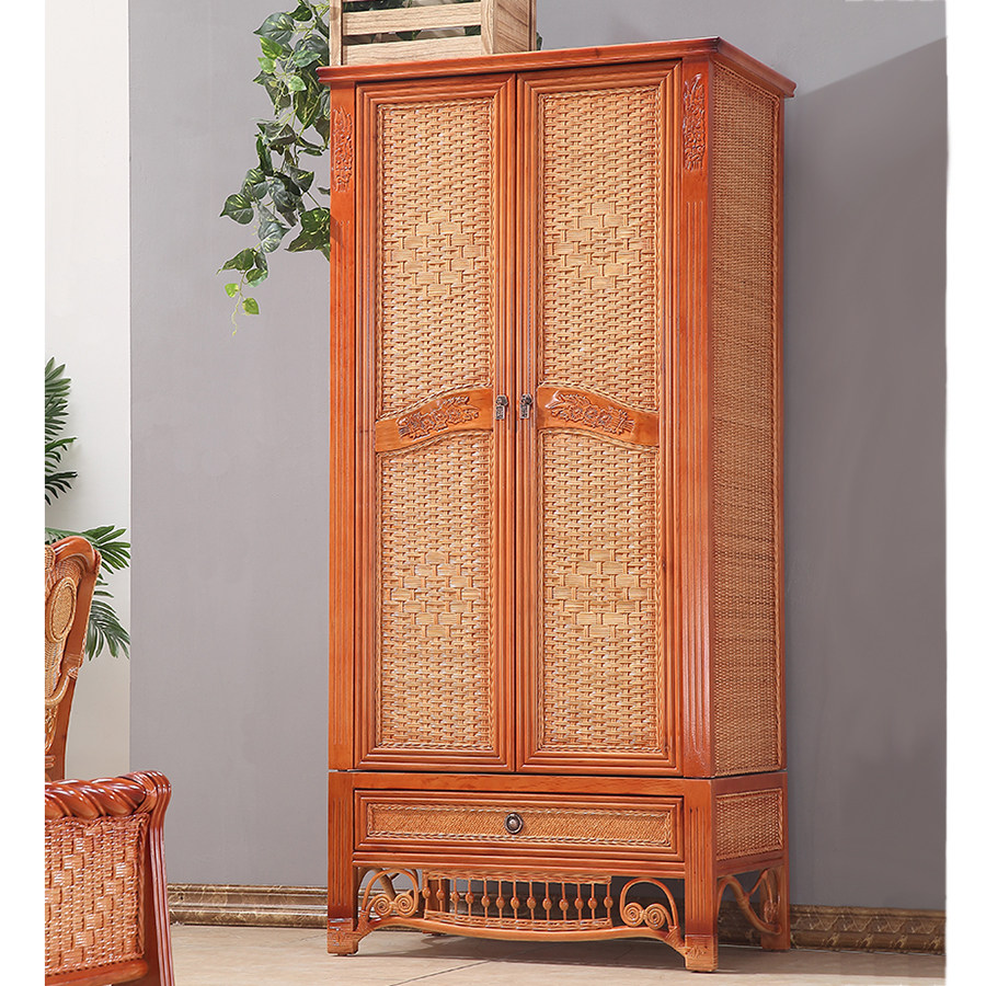 Real vine wood wardrobe vine-made 23 door cabinet rattan knitted wardrobe Indonesia plant vine wardrobe lying door elderly wardrobe-Taobao