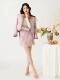 Four Beauty Zi[Distant Mountain Purple Mist]Woolen Plaid Jacket for Women, Autumn and Winter New Chinese Style National Style New Set