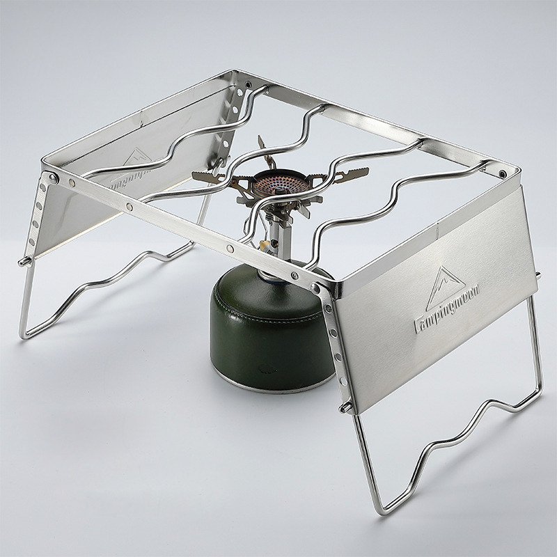 Kirman Outdoor Portable Stainless Steel Windproof Gas Stove Rack Barbecue Grill Large picnic pot bracket Moka coffee maker rack-Taobao