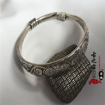 Antique interface silver bracelet classical hand decoration foot silver bracelet antique miscellaneous silver craft ornaments simple silver bracelet