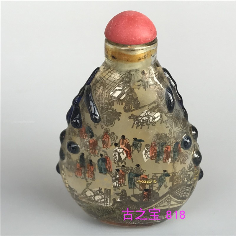 Antique snuff bottle features ethnic style craft decoration retro antique collection old objects inner painting pot handle simple