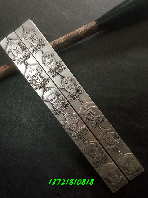 The four treasures of the study, Miao silver, copper pressure ruler, paperweight, calligraphy and painting supplies, Qing emperor copper ruler, exquisite practical gifts