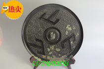 Antique Miscellaneous antique black lacquer ancient bronze mirror Tang mirror Han mirror bronze ornaments deep pit package paddle three mountain bronze mirror