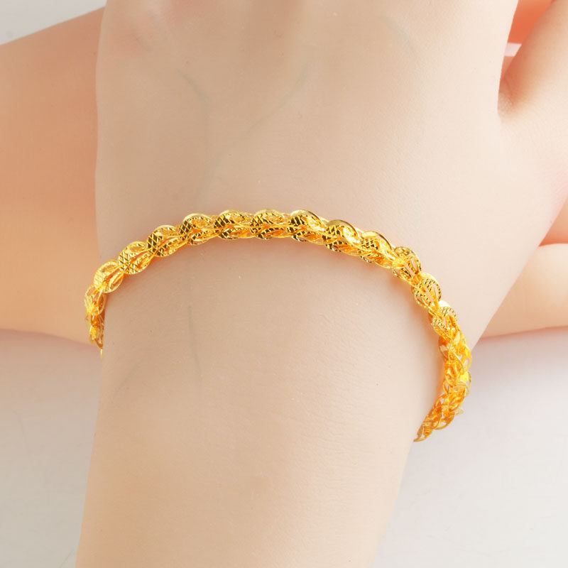 Gold hand chisel pure gold 9999 phoenix tail chain hollow pure gold plain gold bride wedding jewelry real gold gift