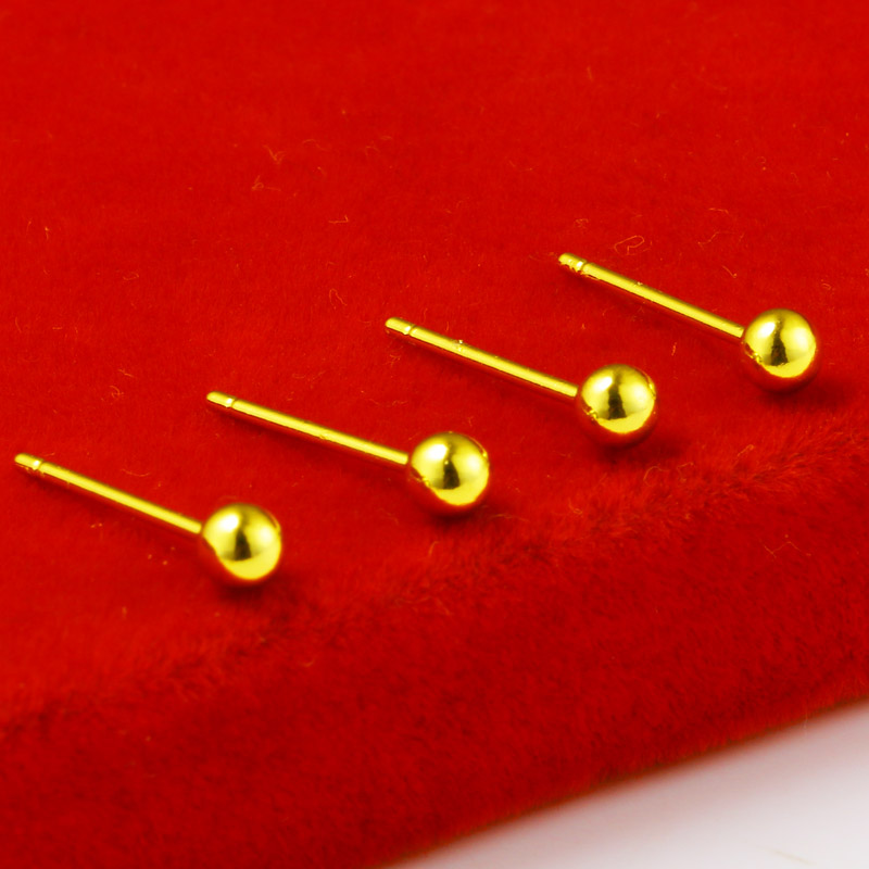 Gold Earrings 9999 Foot Gold Men's Women's Pure Gold Glossy Transshipment Beads Round Pearl Earrings Pure Gold Ornaments