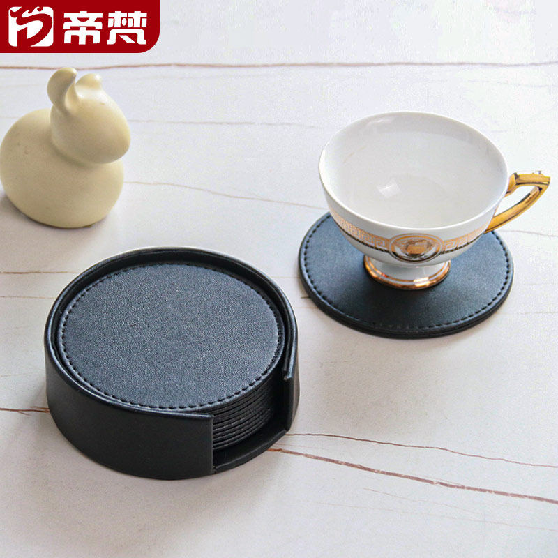 God Van Cup cushion Insured cushion Bowl Cushion Round Cortex Thickened Business Office Black Table Mat Non-slip-Taobao