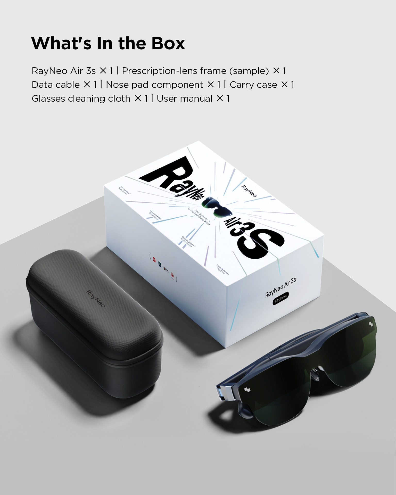 ar设备 海外版雷鸟rayneo air 3s第三代口袋电视智能ar眼镜高清观影visio