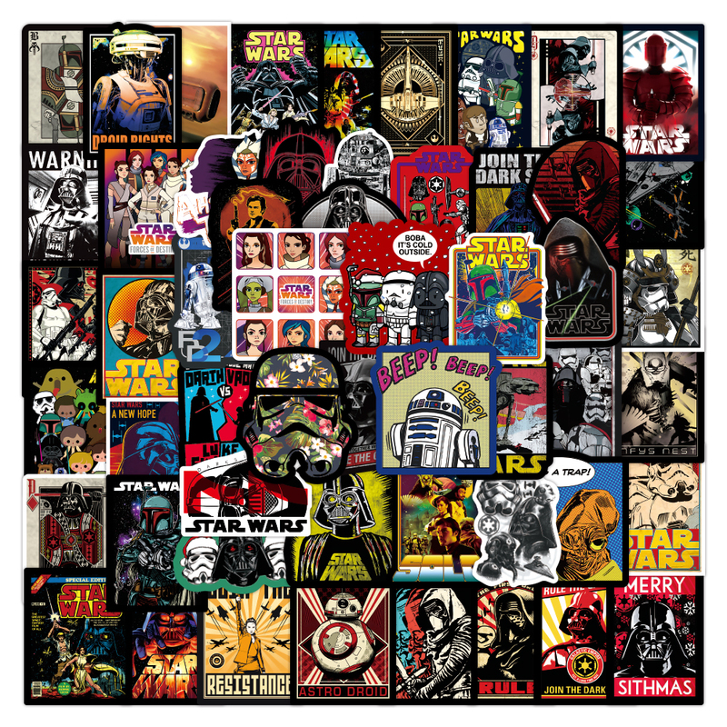 100 Star Wars Stickers Personalized Waterproof European and American Men's and Women's Kidsren's Luggage Stickers Notebook Stickers Suitcase Decoration Stickers Guitar Skateboard Refrigerator Electric Car Car Stickers