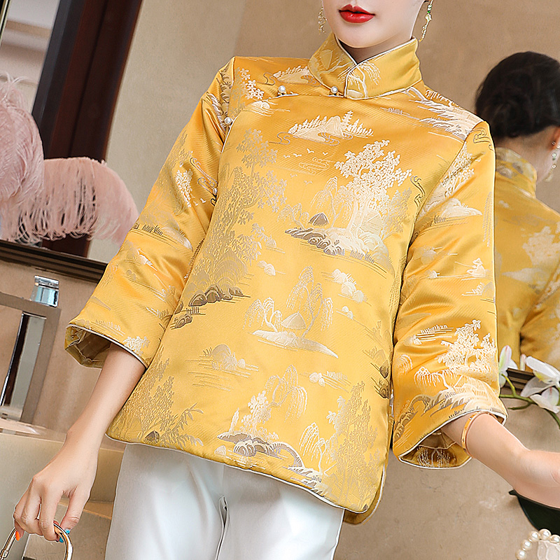 Tang female winter clothing Chinese small cotton shorts thicken retro Chinese female windshirt improved flangrobe coat